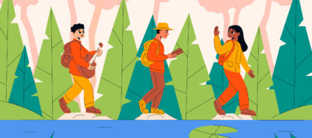 illustration d'une marche autour du lac
