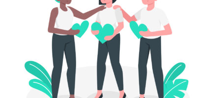 illustration de 3 personnes qui se soutiennent