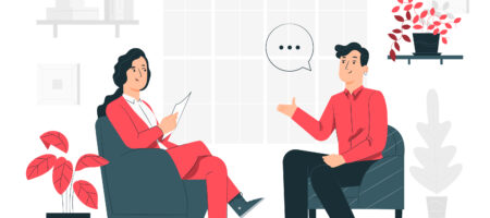 illustration de 2 personnes qui parlent ensemble