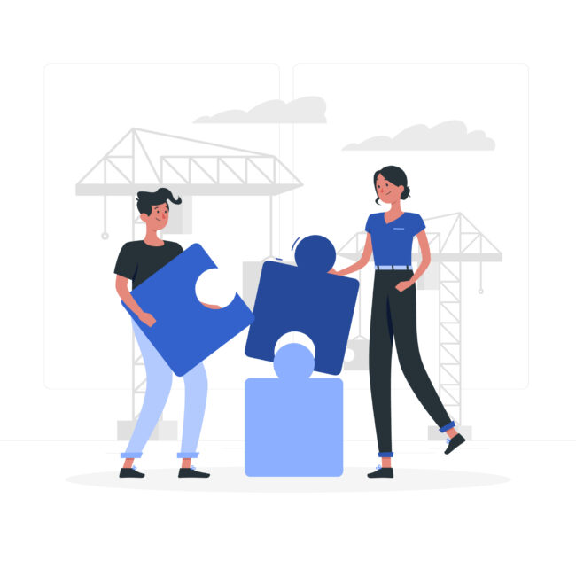 illustration de 2 personnes qui construise quelque chose ensemble