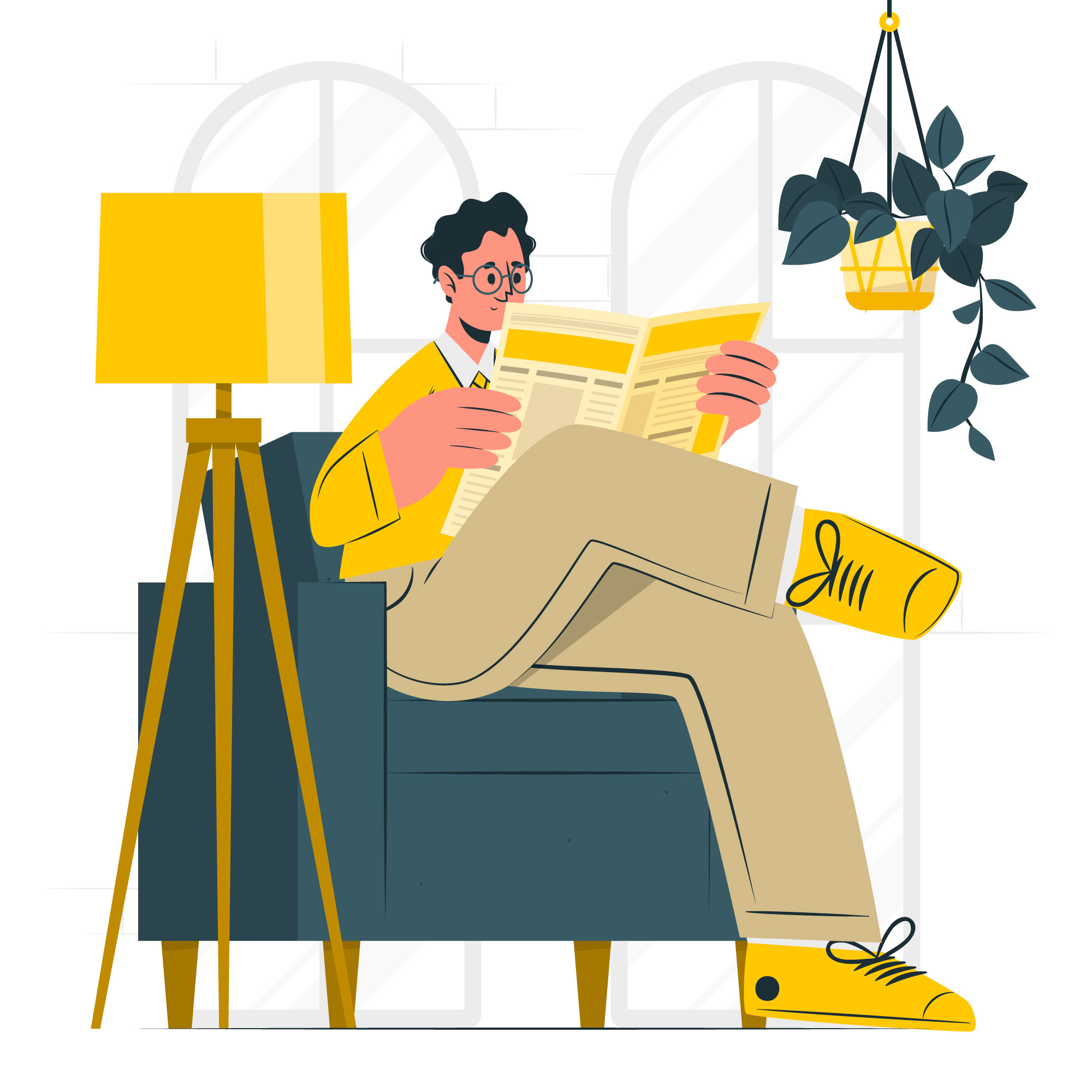 illustration d'un homme qui lit un journal