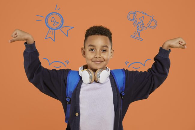 enfants qui montre ses muscles